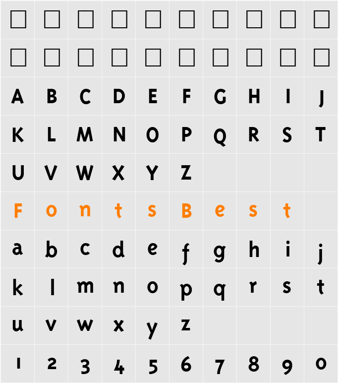 TriplexBoldOldstyle Character Map