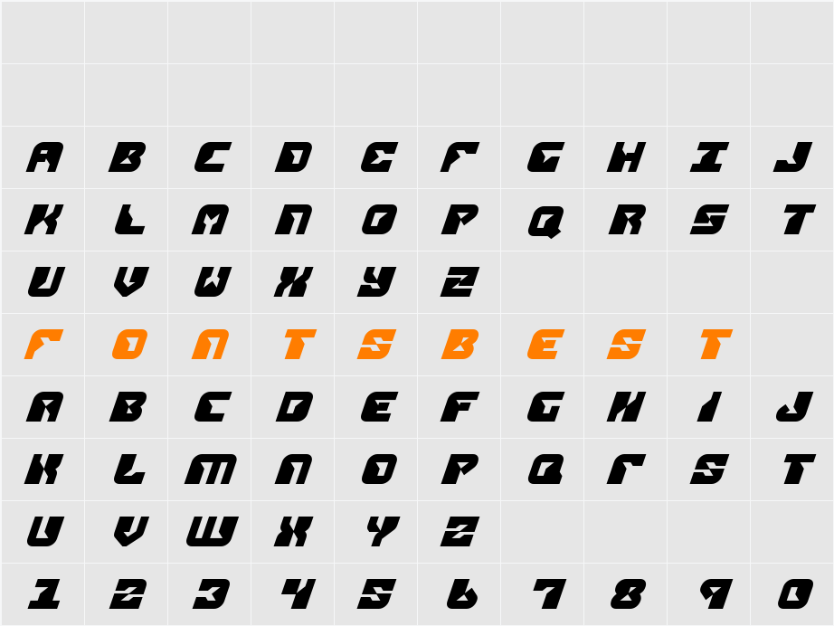 Replicant Bold Italic Character Map