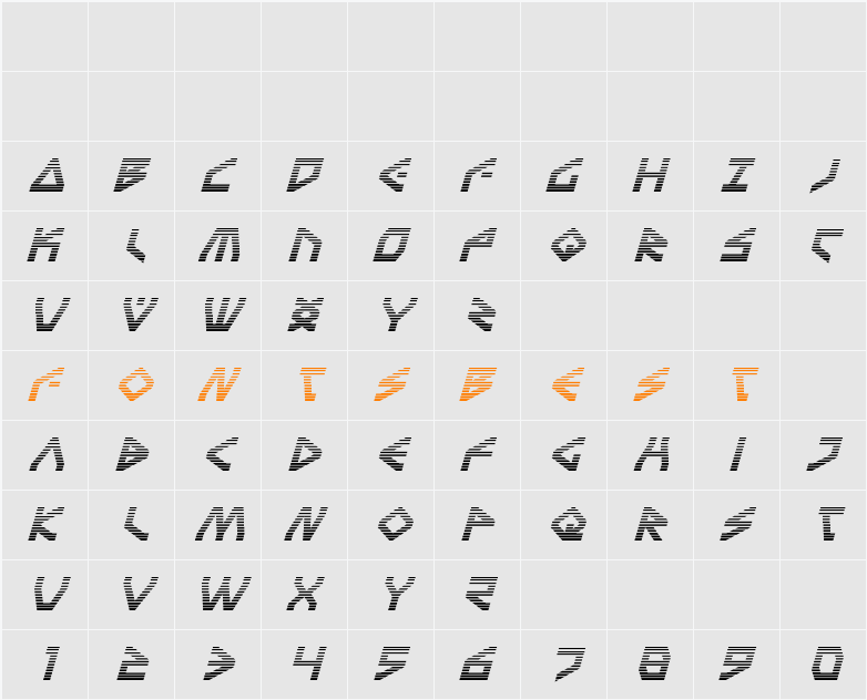 Terra Firma Gradient Italic Character Map
