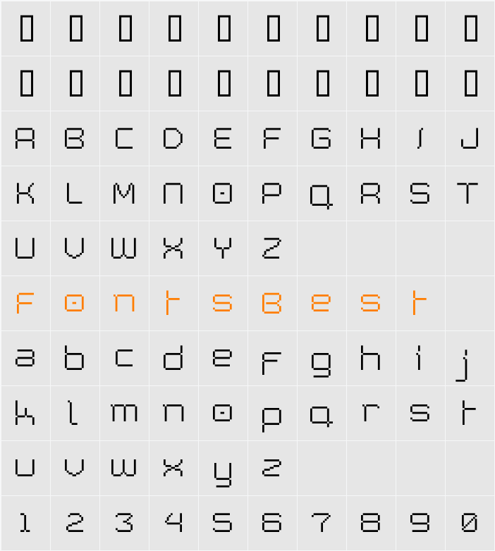 PixetlRegular Character Map