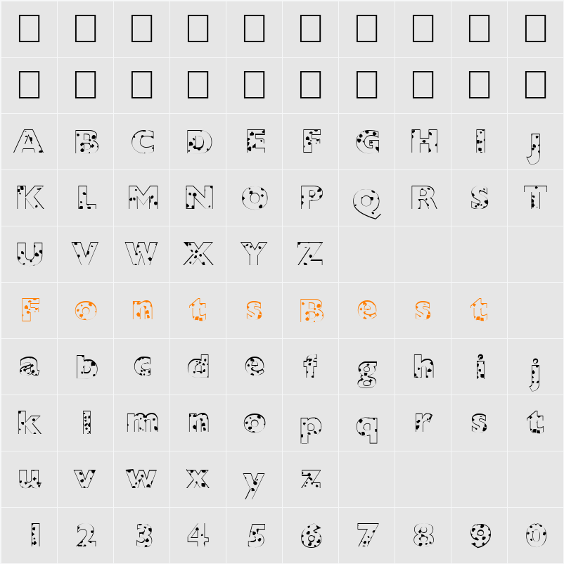 FZ BASIC 57 SPOTTED Character Map