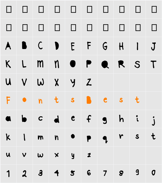 JoannePapercut Character Map