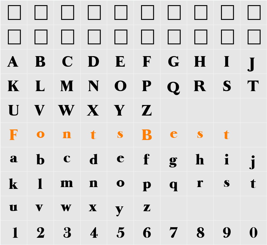 Oldbaskerville-Heavy Character Map