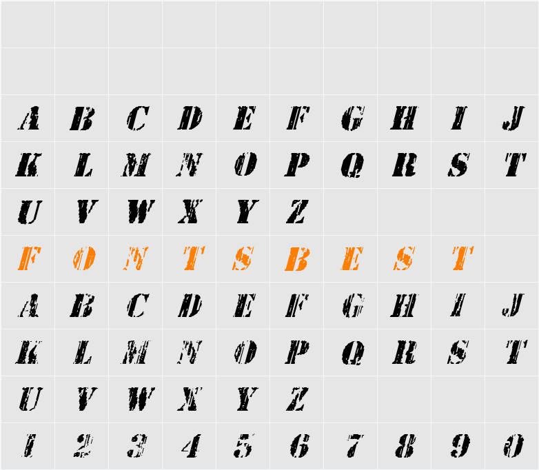 Wetworks Italic Character Map