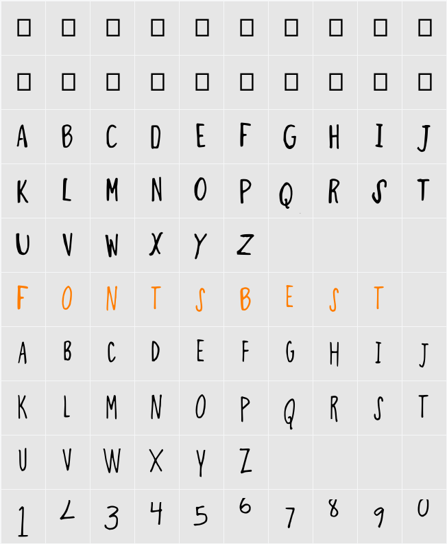 ThinMinty Character Map