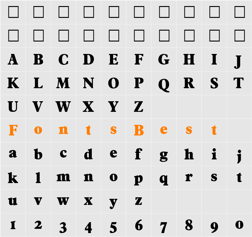 Plitter Character Map