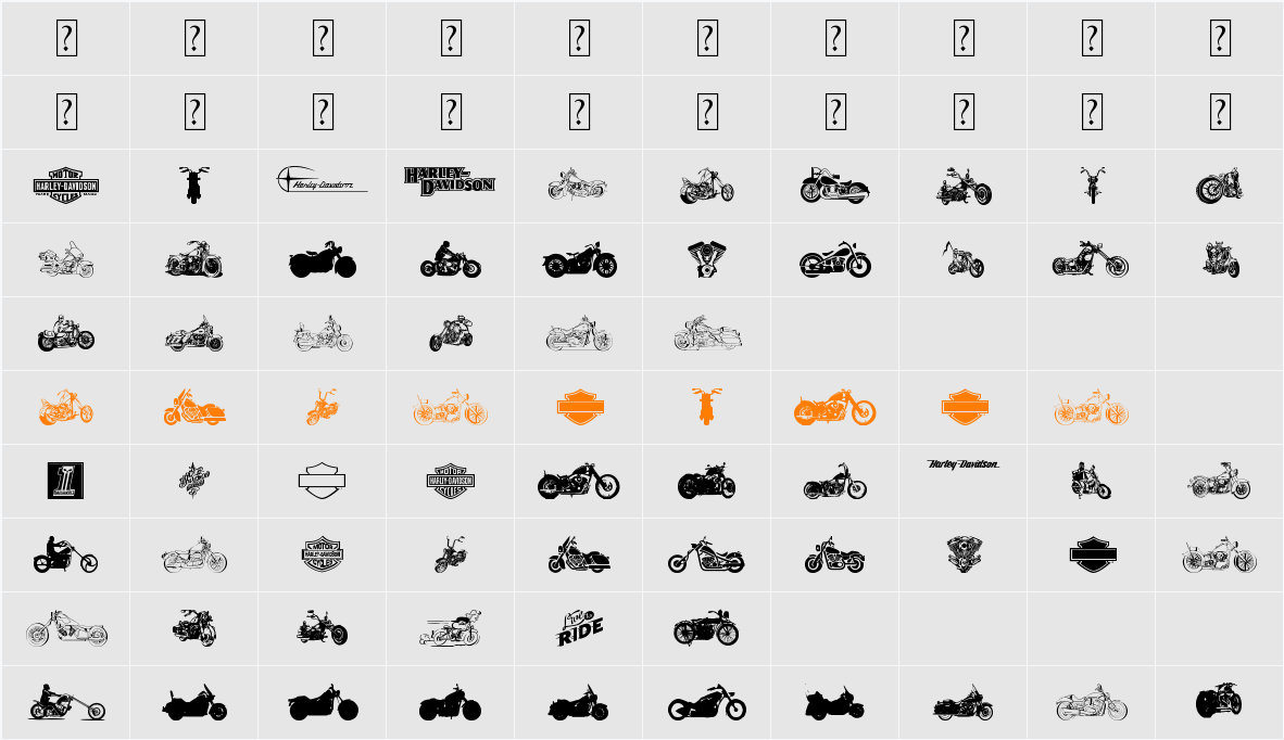 Harley Davidson Character Map