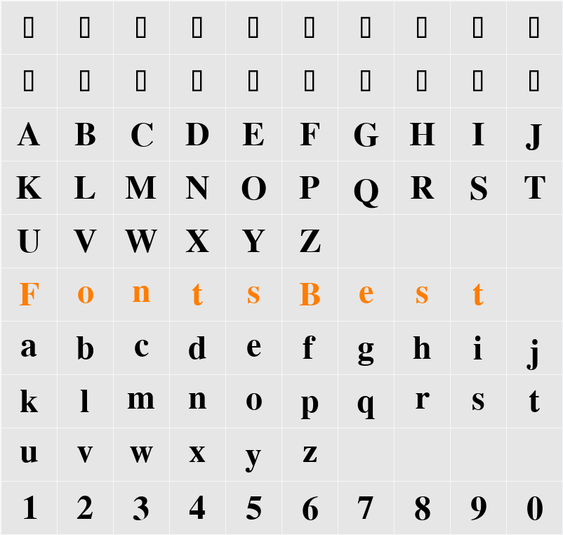 Times Character Map
