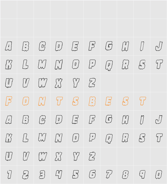 Marsh Thing Outline Italic Character Map