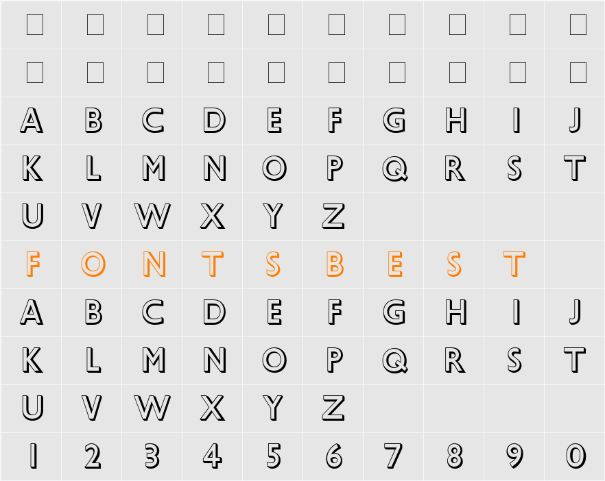 Gill Sans CE MT Shadow Character Map