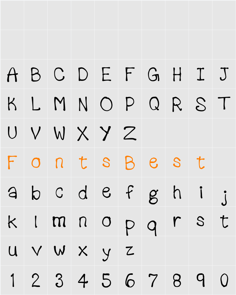 KidPixels Character Map