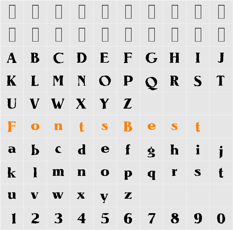 NevadaAntique-Xbold Character Map