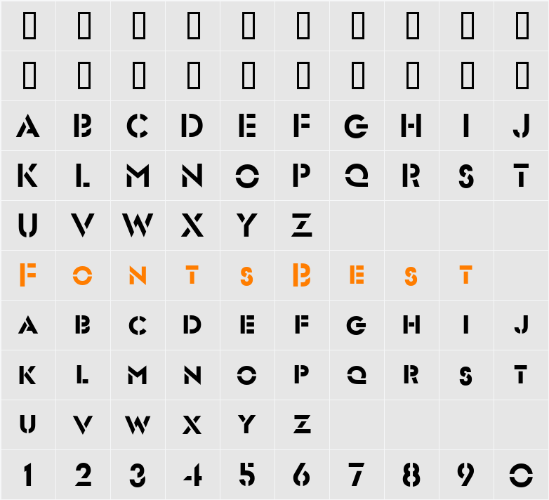 Stencil Sans Character Map