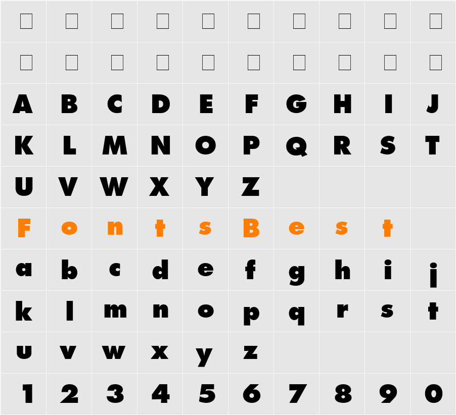 Kudos Black SSi Character Map