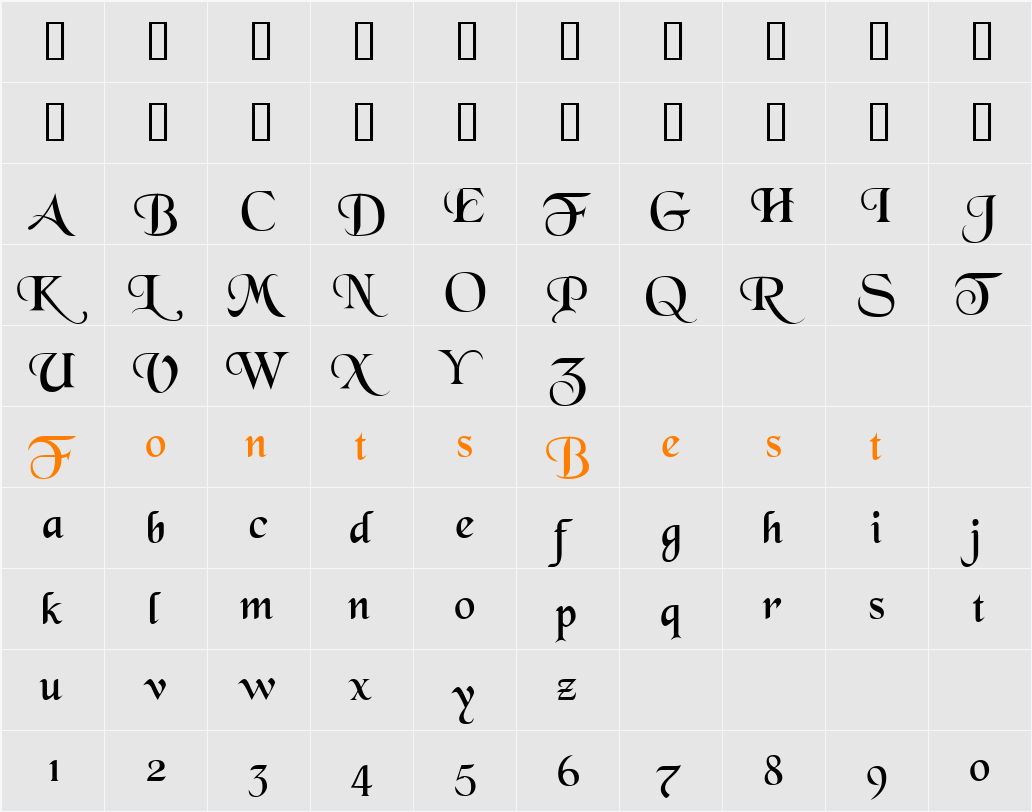 blacc_.ttf Character Map