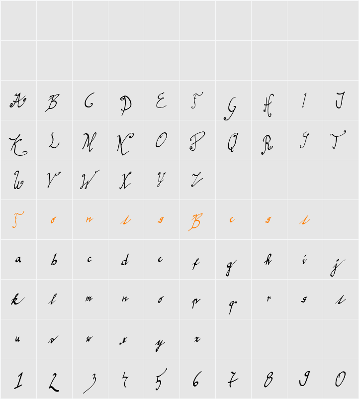 graceful regular Character Map
