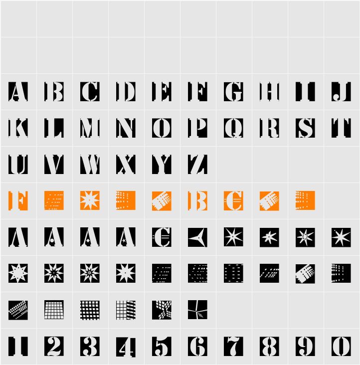 StencilBricksMK Character Map
