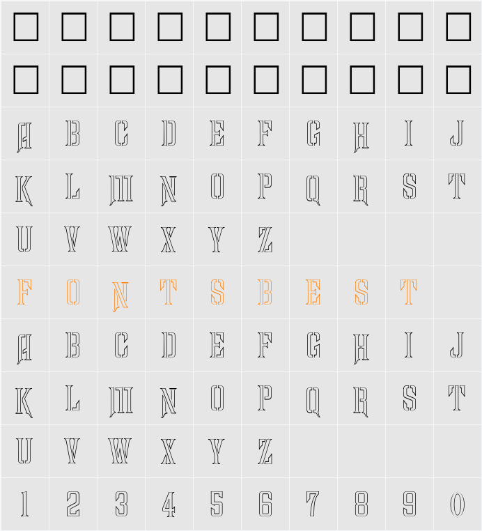 FZ BASIC 41 HOLLOW Character Map