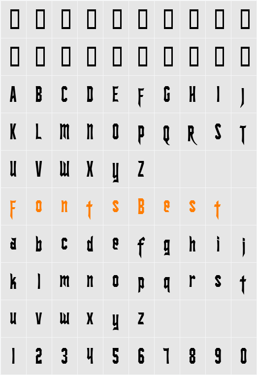 SF Ironsides Condensed Character Map