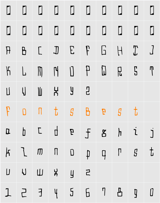 Droido Medium Character Map