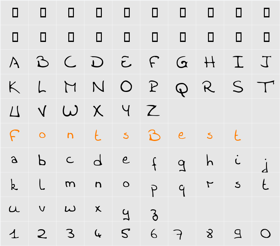 Woste Character Map