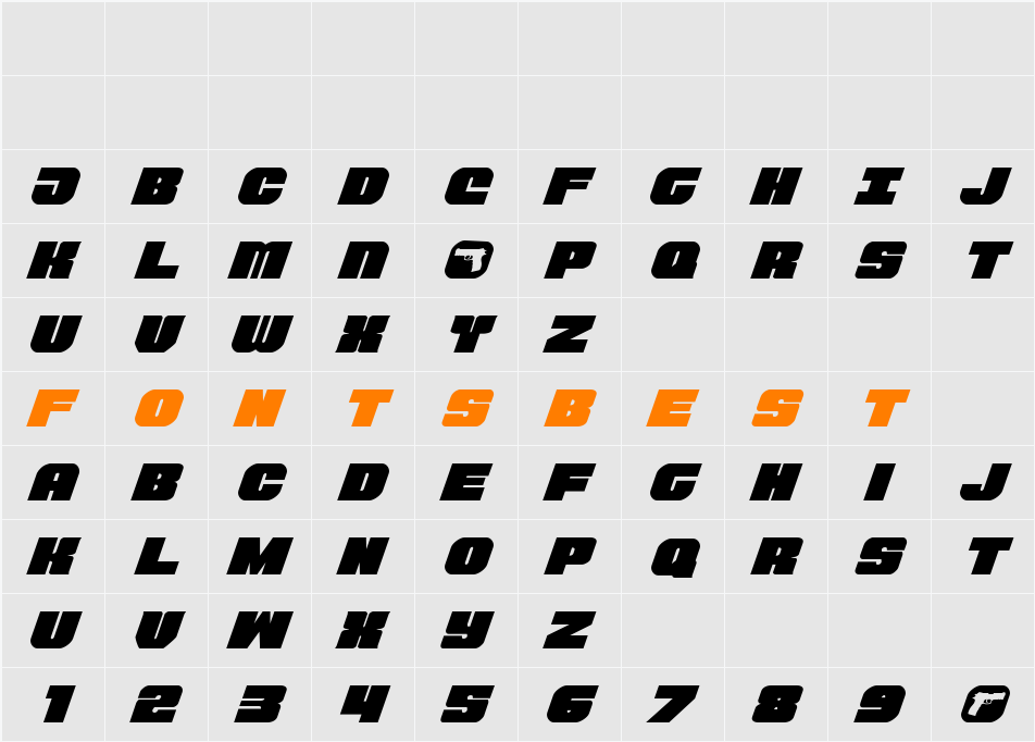 Tauro Italic Character Map