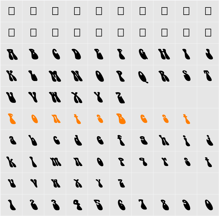 FZ JAZZY 14 LEFTY Character Map