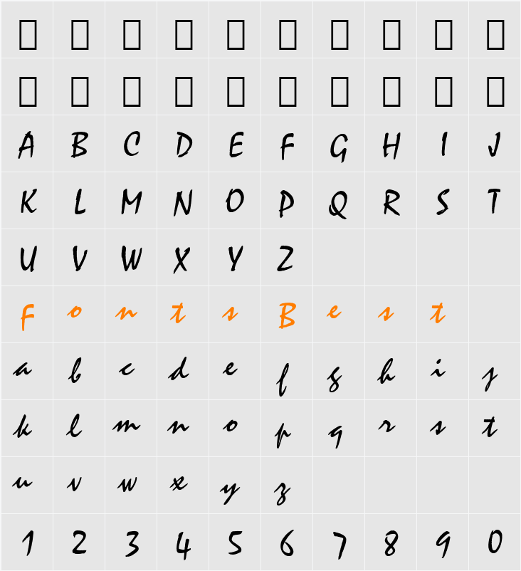Staccato222 BT Character Map