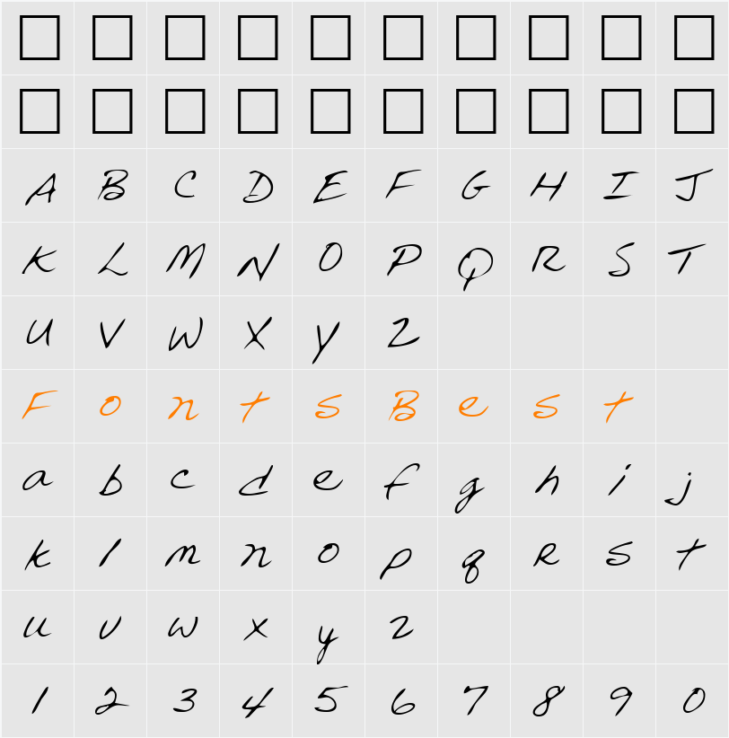 LEHN240 Character Map