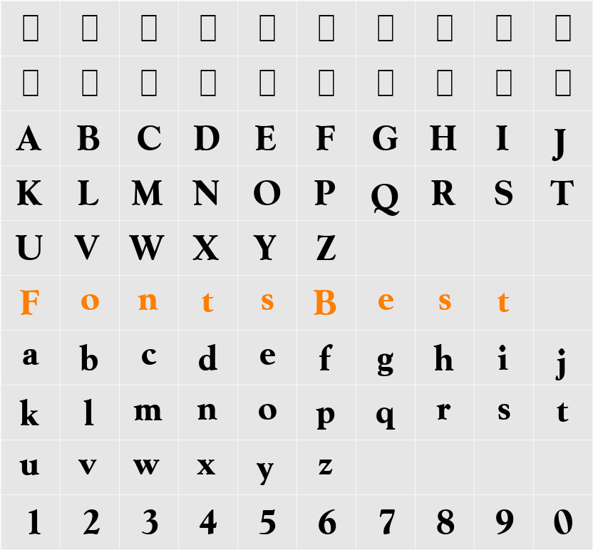 Goudy-Serial-ExtraBold Character Map