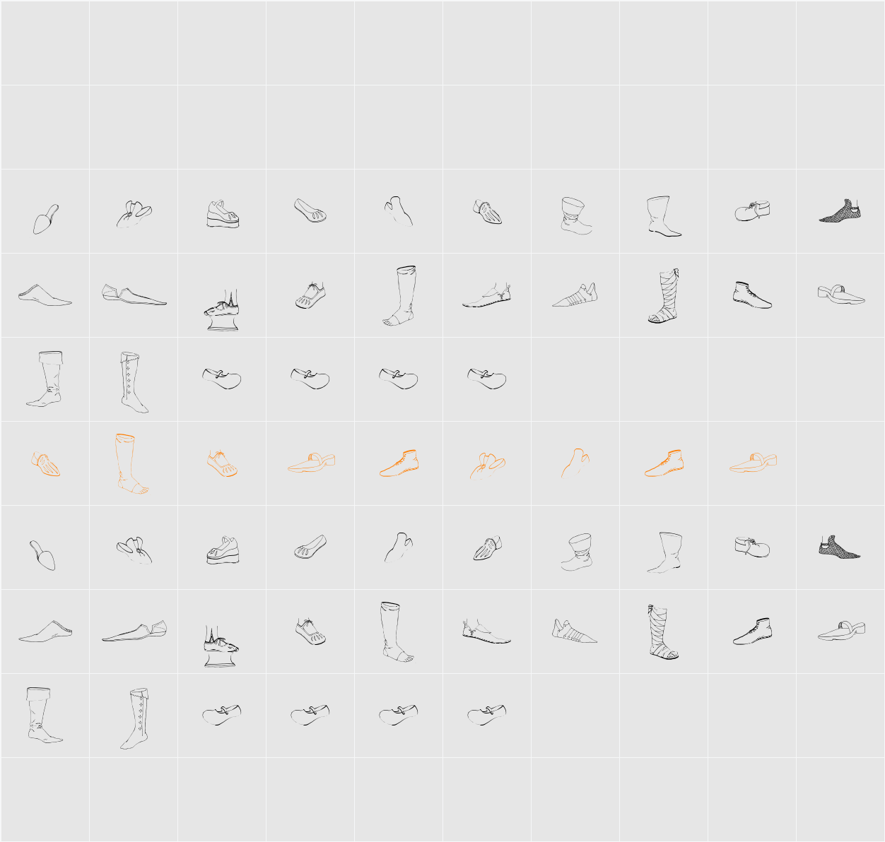 Renaissance Shoes Character Map