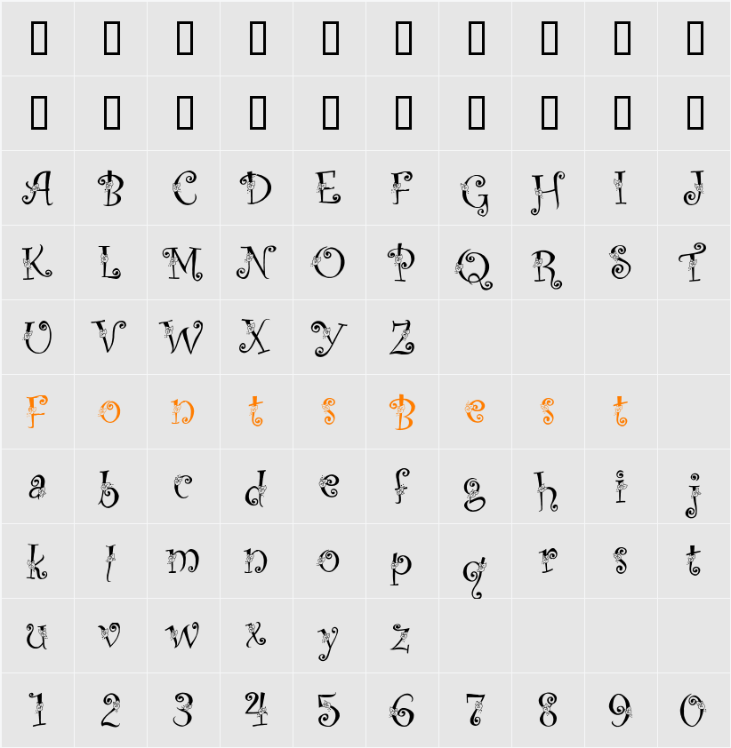 PC Carolee Character Map