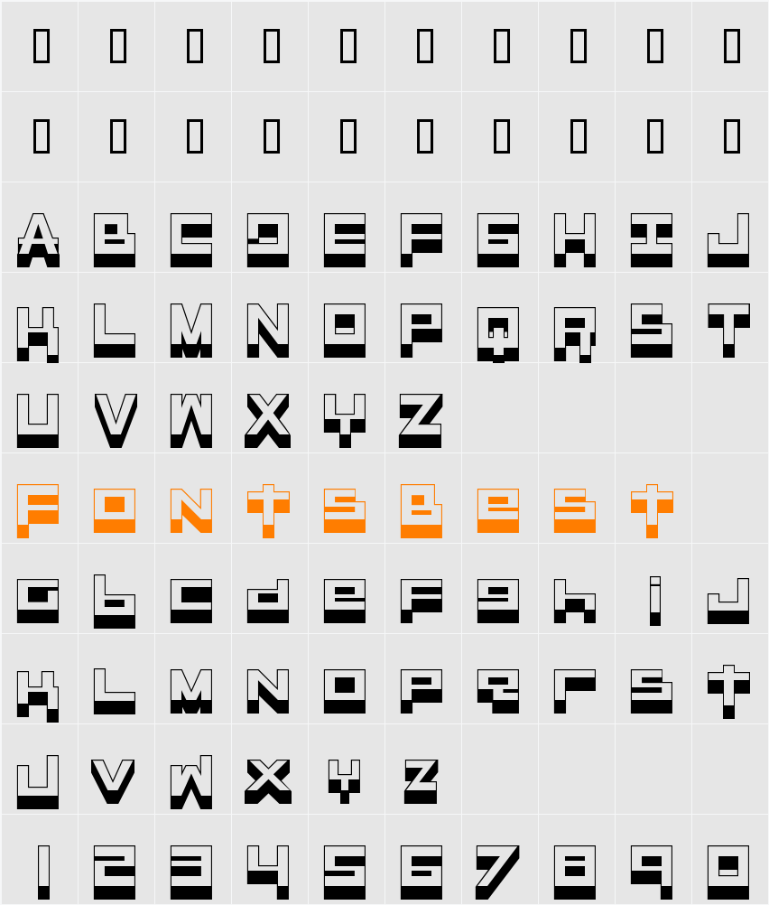 RaseGPL-Outline Character Map