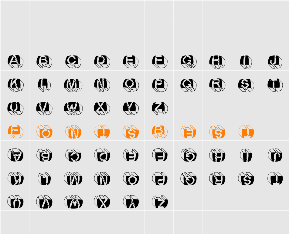 LetterBuildingsRoundContrast Character Map