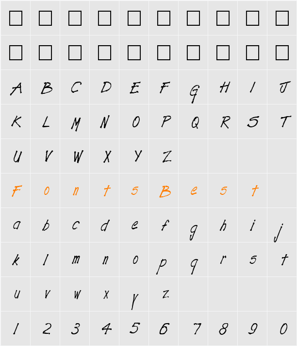 TightScrawl Character Map