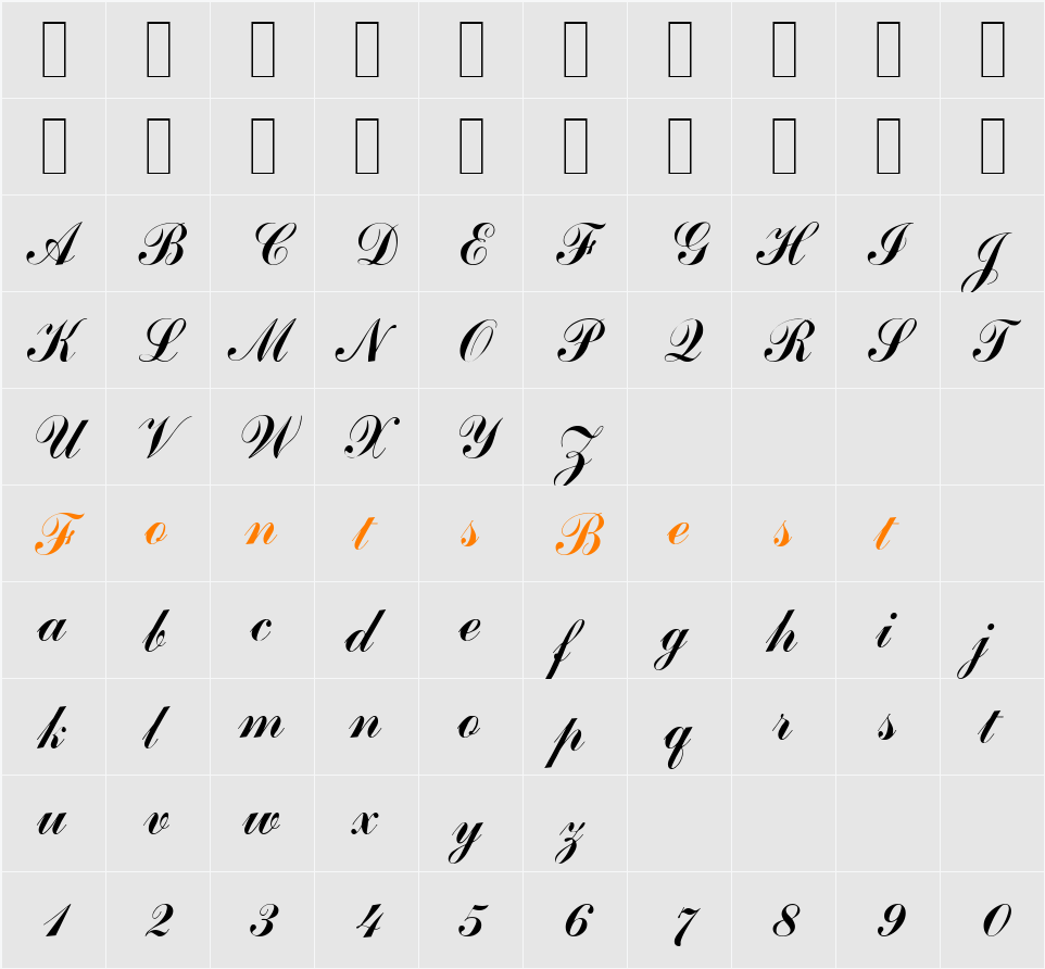 CommercialScriptTwo Character Map