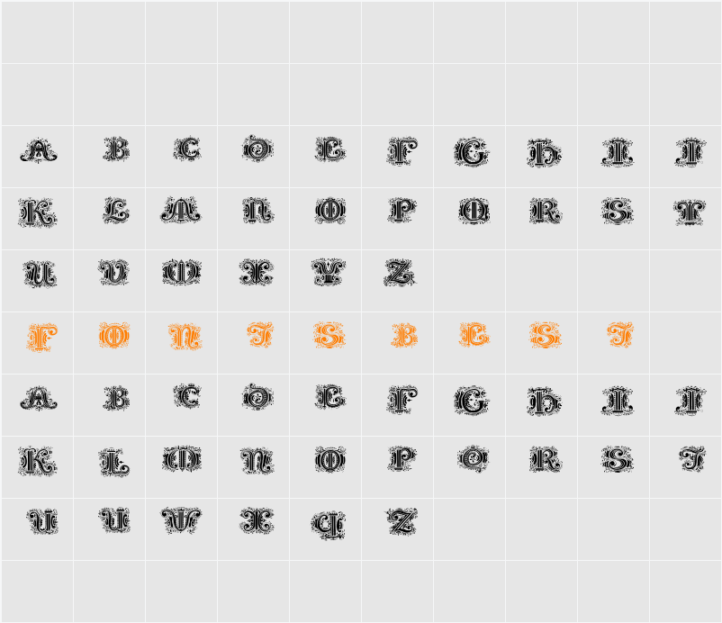 SilvestreInitials Character Map