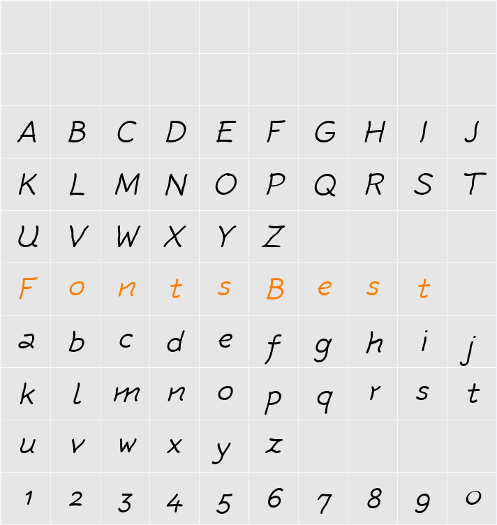 Rattlescript-LightOblique Character Map