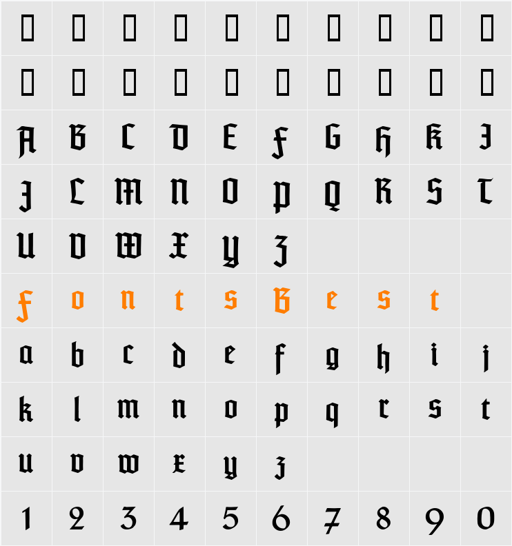 TypographerTextur Character Map