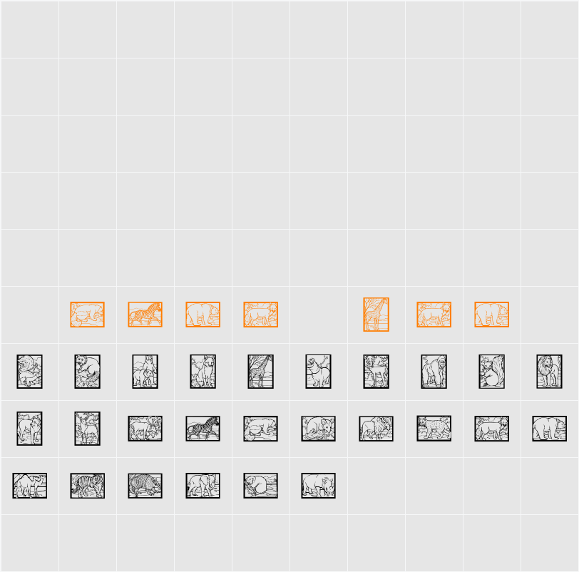 WWAnimalPrints Character Map