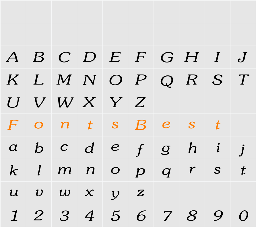 Souvenir-Light-Italic Wd Character Map
