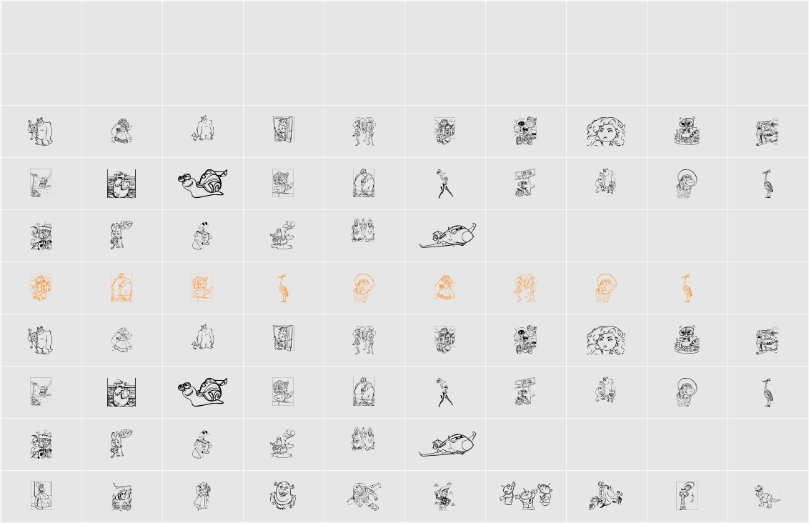 Pixar family 2 Character Map