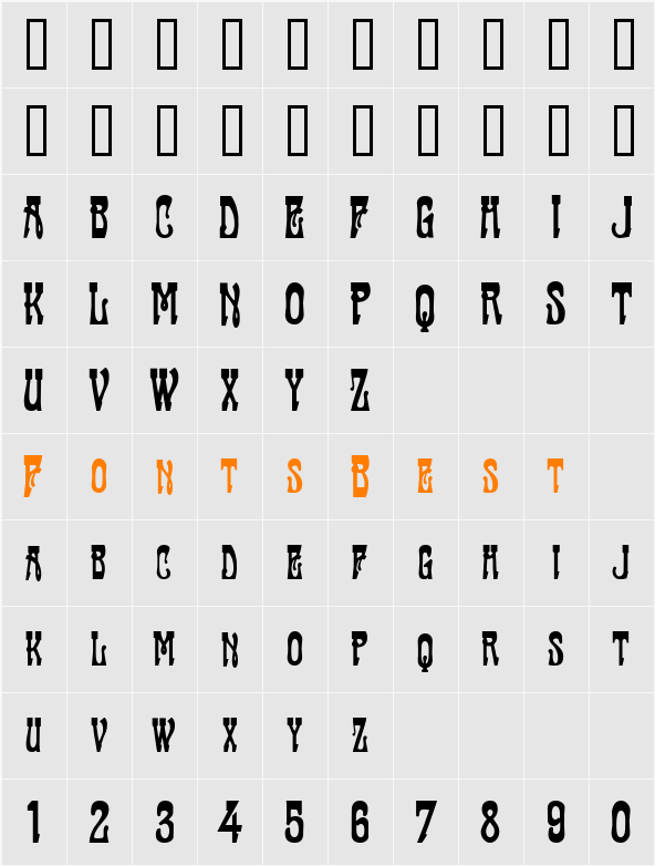 Traktir-Modern Character Map