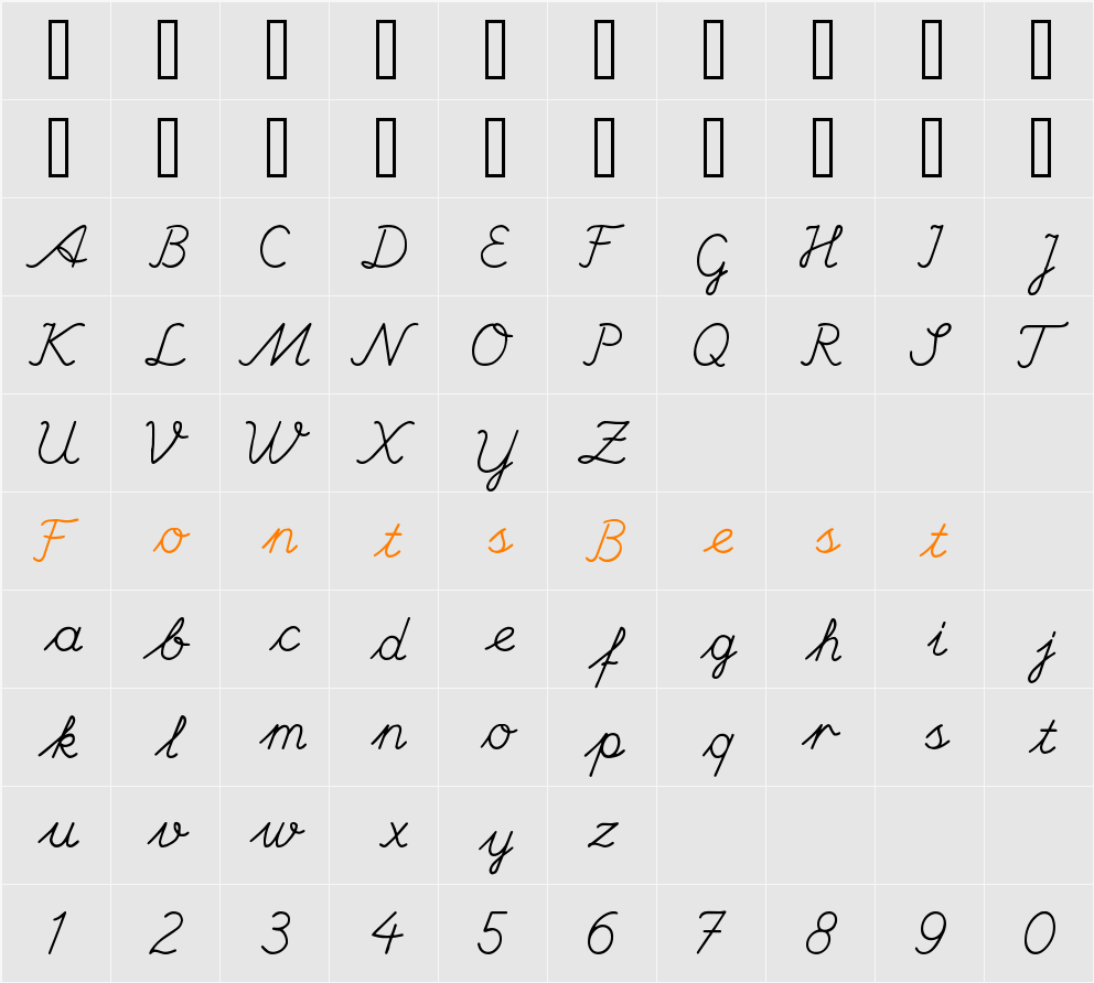 Hand Center Character Map