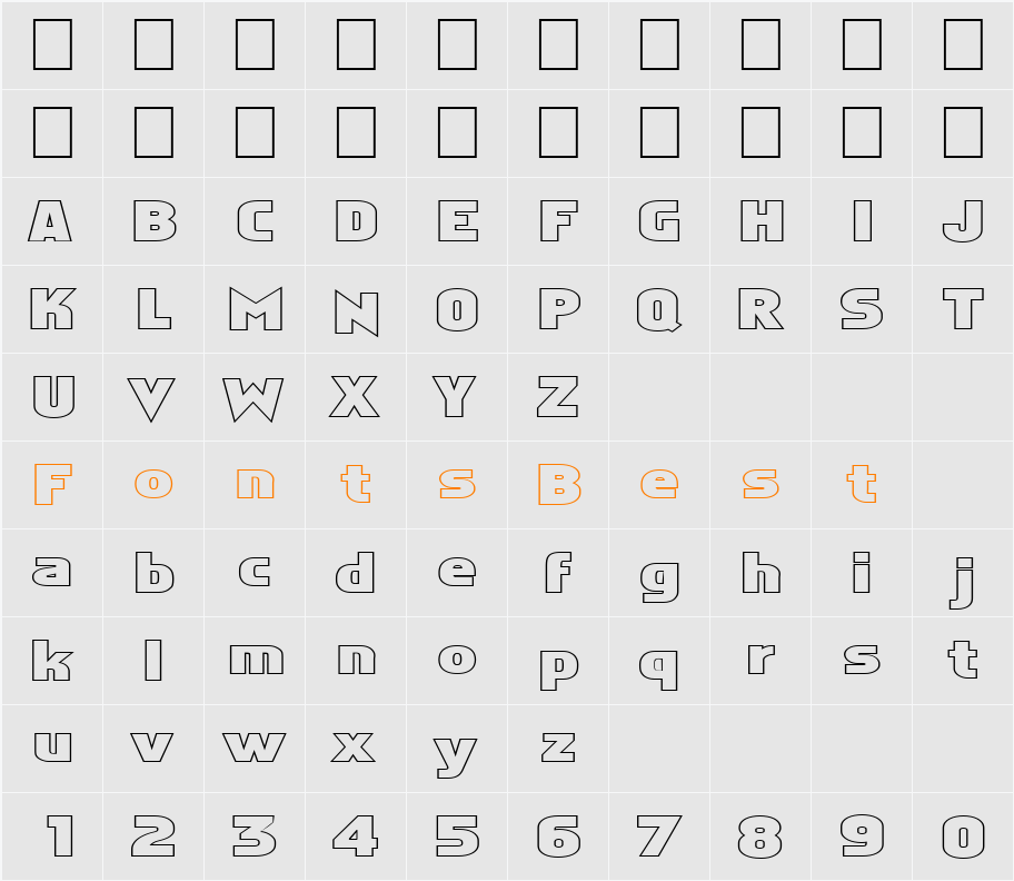 FZ BASIC 5 HOLLOW EX Character Map
