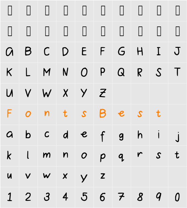 SugarLemonade Character Map