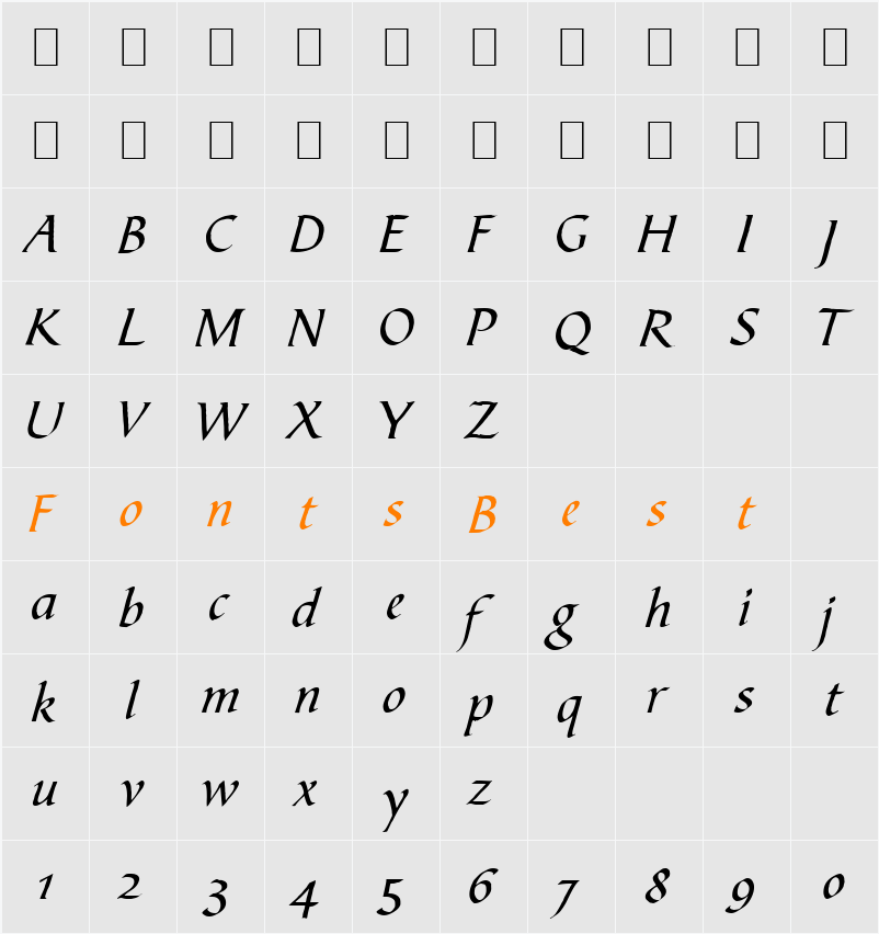 Script-B730 Character Map