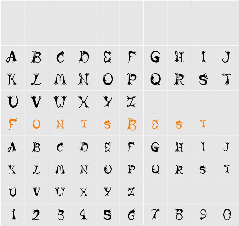 Horns Character Map