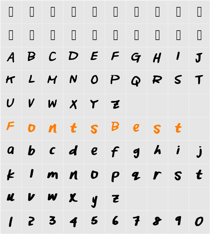 lazy_dog Character Map