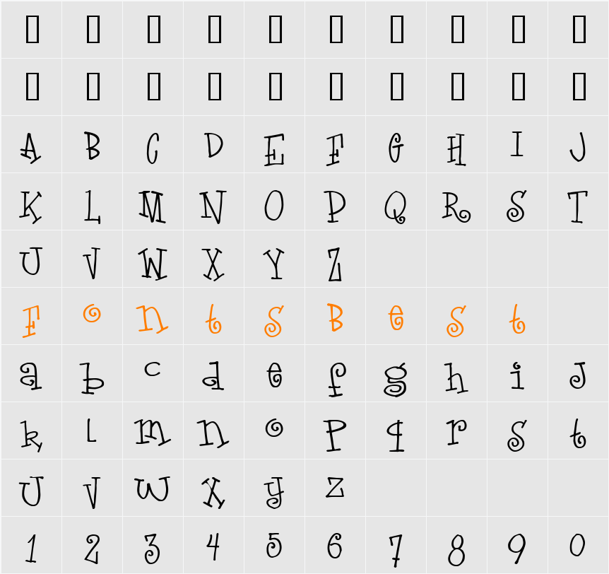 Doodle Love Letters Character Map